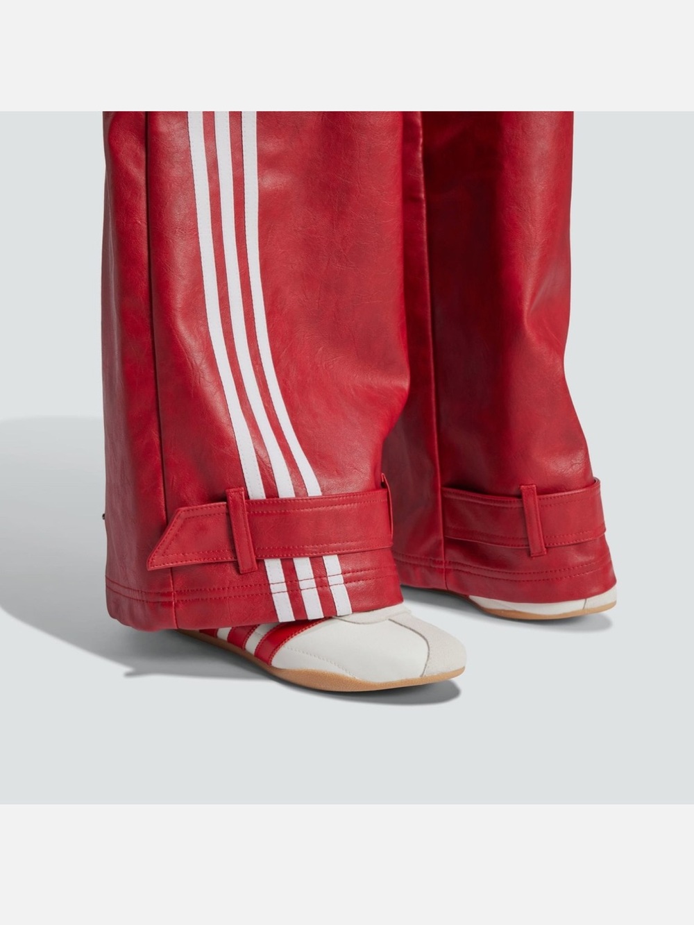 Adidas Red Wide-Leg Cargo Pants with White Stripes - Picture 3 of 7